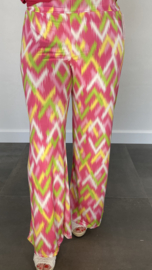 Broek met wijde pijp zigzag fuchsia SALE