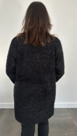 Fluffy vest met knoopsluiting zwart