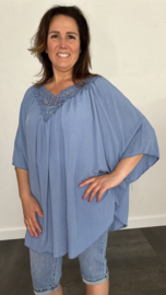 Tuniek chantal met kant jeans blauw +SIZE 