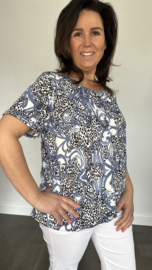 Ballon shirt met elastiek panter lilly blauw (+size)