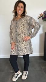 Tuniek cheeta met v-hals zand