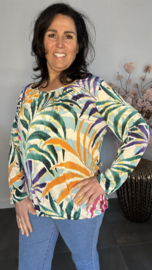 Ballon shirt met elastiek Palm gekleurd