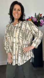 Soft shirt met v-hals en pofmouw Mila army