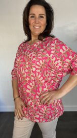 Shirt Debby fantasy met vleermuismouw fuchsia SALE