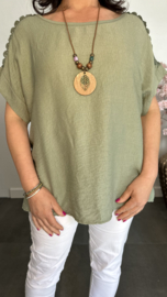 Shirt Nora kant +ketting Army