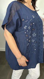 Blouse Irma broderie/ glitter Marine