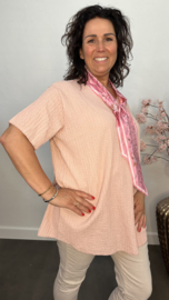 Crinkle shirt met sjaaltje Roze