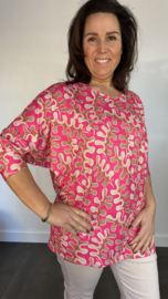 Shirt Debby fantasy met vleermuismouw fuchsia SALE