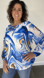 Ballon blouse lava kobalt blauw +SIZE