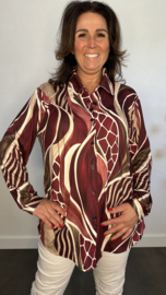 Stretch blouse soft Animal mix Bordeaux