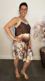 Jurk satijnlook Santorini Choco