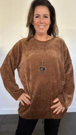 Tuniek baby rib met koord en ketting +SIZE cognac