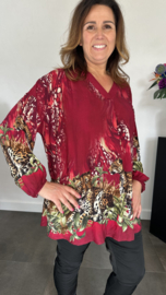Blouse met panters bordeaux