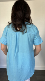 Geborduurde blouse Belle turquoise