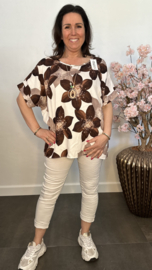 Gebloemd shirt Vera met ketting Bruin