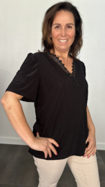 Travel shirt met kant Diana zwart SALE
