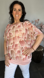 Blouse met boord Blocks roze