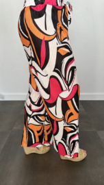 Plisse broek met wijde pijp FANTASIA oranje SALE