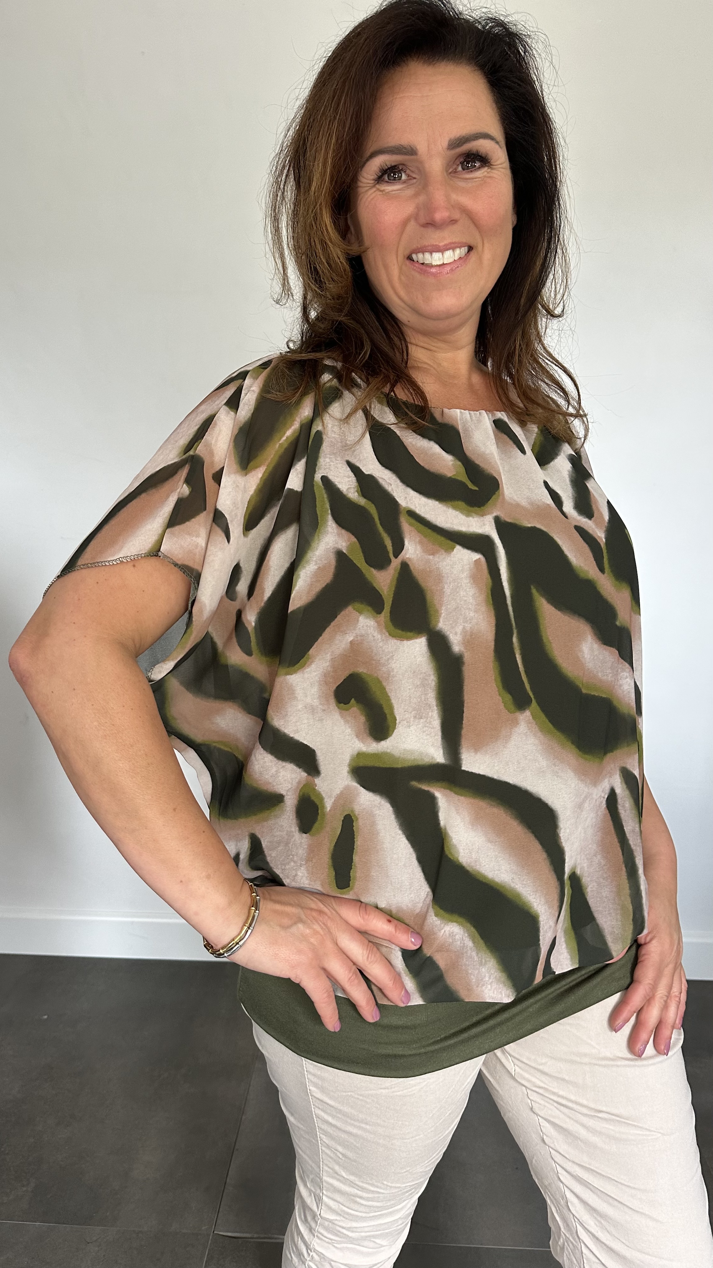 Blouse met boord lava army