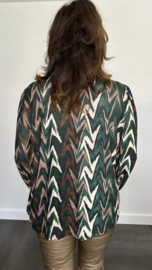 Shirt met gesmokte kraag zig zag soft groen