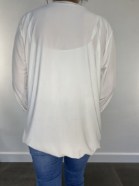 Shirt met rits en elastiek ecru