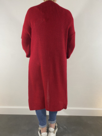 Gebreid vest met pofmouw rood