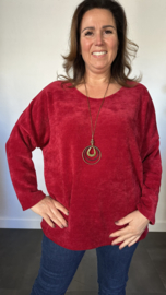 Baby rib sweater met ketting wijnrood