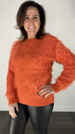 Gebreide furry trui La joly apricot SALE