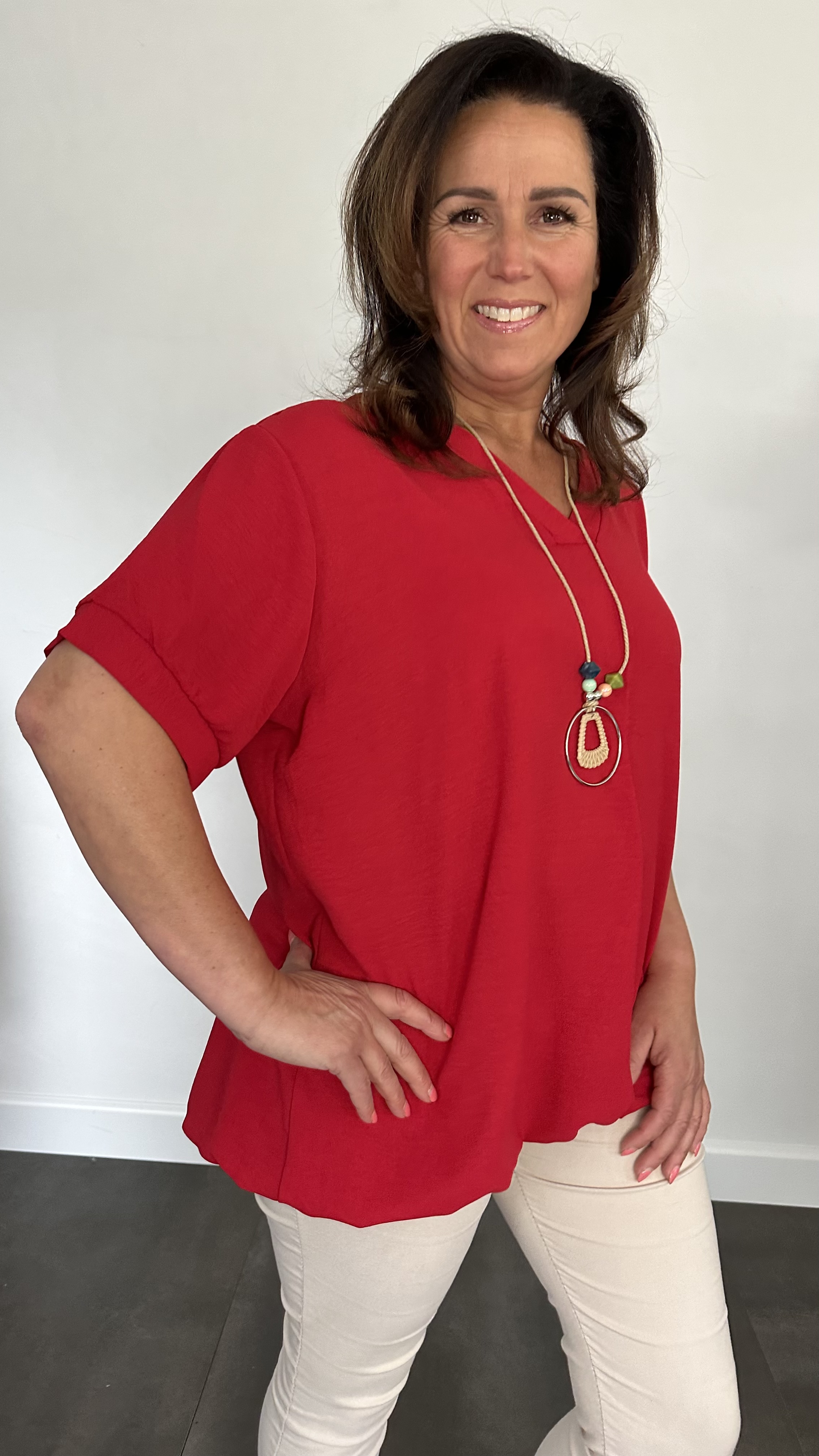 Top Maya korte mouw +SIZE Rood