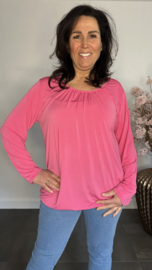 Ballon shirt travel met elastiek Fuchsia (licht)