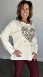 Sweater glitter j'adore ecru