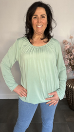 Ballon shirt travel met elastiek licht groen