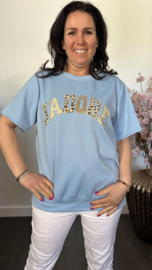 Sweatshirt J'adore panter/ bling IJsblauw