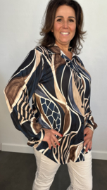 Stretch blouse soft Animal mix Marine