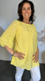 Broderie top Aurora geel