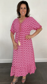 Lange jurk met elastiek lola fuchsia
