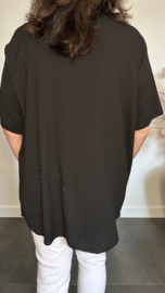 Crinkle shirt met sjaaltje Zwart