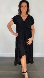 Stretch overslag jurk zwart SALE