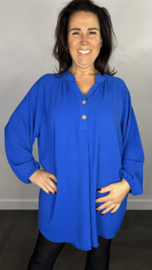 Tuniek met knoopjes crepe +SIZE kobalt