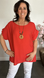 Shirt Nora kant +ketting Rood