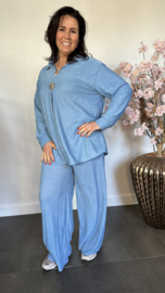 2-Delig comfy pak Sunny ribbel Jeans blauw SALE