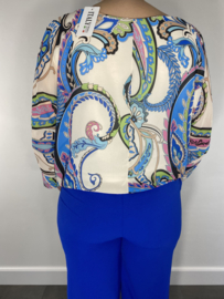 Voile top met knoop cashmere cobalt SALE