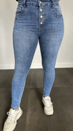 G-smack Jeans HIGH WAIST slim fit met glitter knopen