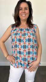 Ballon top graphic turquoise