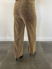 Glitter broek met strik en wijde pijp goud
