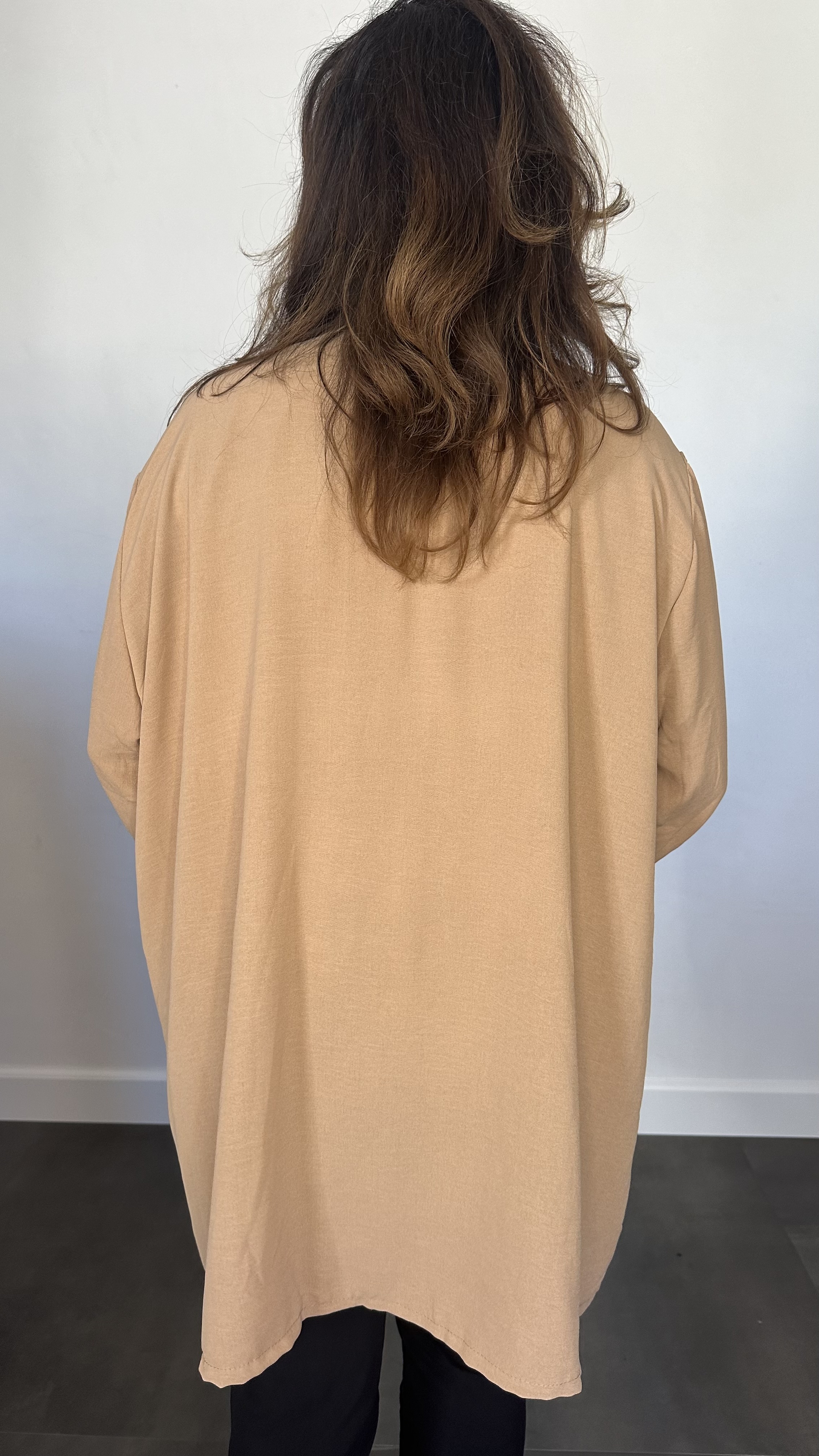 Crepe vest met sjaalkraag Camel