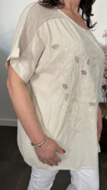 Blouse Irma broderie/ glitter Zand