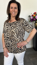 Ballon shirt met elastiek jungle zebra zwart (+size)