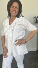 Blouse met ruche Sara wit