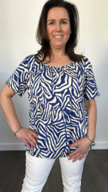 Ballon shirt met elastiek jungle zebra marine (+size)